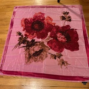 Valentino poppy flowers silk scarf